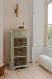 Statement Furniture Florence Tallboy With Drawer And 3 Storage Baskets - Sage Green