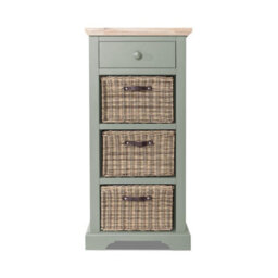 Statement Furniture Florence Tallboy With Drawer And 3 Storage Baskets - Sage Green - thumbnail 2