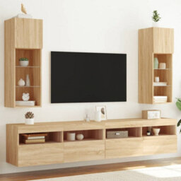 Walplus Tv Cabinets With Led Lights 2 Pcs Sonoma Oak 30.5X30X90 Cm - thumbnail 1