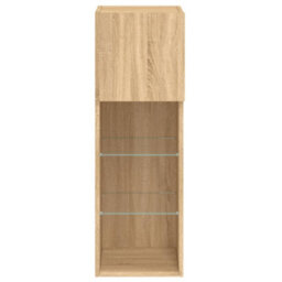 Walplus Tv Cabinets With Led Lights 2 Pcs Sonoma Oak 30.5X30X90 Cm - thumbnail 9
