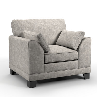 Furnishings For Less UK Hilliard Fullback Fabric Single Seater Armchair Mist - image 1