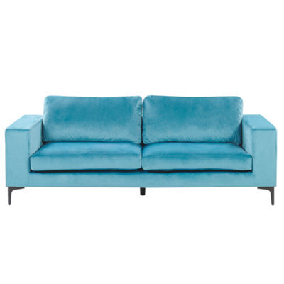 Beliani Sofa 3 Seater Vadstena Velvet Light Blue - image 1