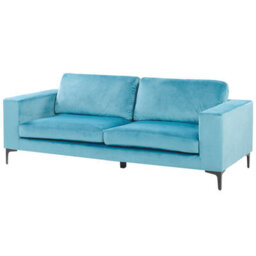 Beliani Sofa 3 Seater Vadstena Velvet Light Blue - thumbnail 4