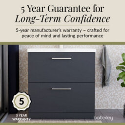 Balterley Level Modern Bathroom Floor Standing 2 Drawer Vanity & Mid-Edge Ceramic Basin, Dark Grey, 800mm - thumbnail 6
