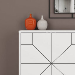 Decortie Dune Modern Sideboard Cabinet - Geometric 4 Door Console Sideboard With Metal Legs White - thumbnail 4