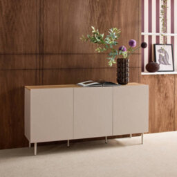 Sweeek - Sideboard Metal And Wood Decor 3 Doors 150 Cm Beige And Natural - Ashton - thumbnail 6