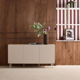 Sweeek - Sideboard Metal And Wood Decor 3 Doors 150 Cm Beige And Natural - Ashton - thumbnail 3