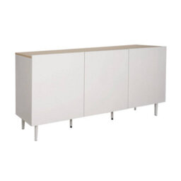 Sweeek - Sideboard Metal And Wood Decor 3 Doors 150 Cm Beige And Natural - Ashton - thumbnail 2