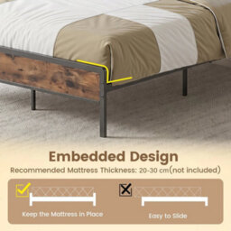King Size Bed Frame With Led Lights & Power Outlet Industrial Metal Platform Bed - thumbnail 6