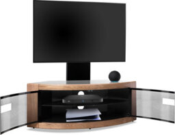 "Homeology Pangea Black/oak Beam-Thru Curved True-Corner 32""-50"" Tv Cabinet With Mounting Arm" - thumbnail 7