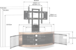 "Homeology Pangea Black/oak Beam-Thru Curved True-Corner 32""-50"" Tv Cabinet With Mounting Arm" - thumbnail 9