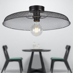 First Choice Lighting Set Of 2 Cassidy Large Black Mesh Ceiling Flush Lights - thumbnail 5