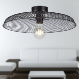 First Choice Lighting Set Of 2 Cassidy Large Black Mesh Ceiling Flush Lights - thumbnail 4