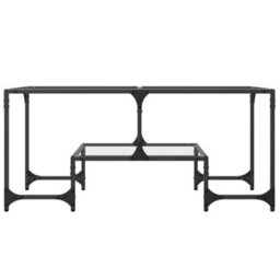 Walplus Coffee Table With Transparent Glass Top 98.5X50X45 Cm Steel - thumbnail 4