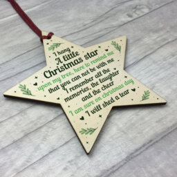 Red Ocean Christmas Wooden Star Memorial Tree Decoration Ornament Mum Dad Nan Grandad Gift - thumbnail 3