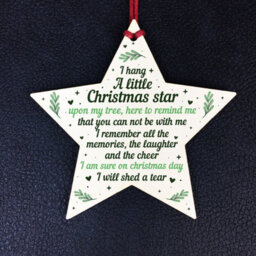 Red Ocean Christmas Wooden Star Memorial Tree Decoration Ornament Mum Dad Nan Grandad Gift - thumbnail 2