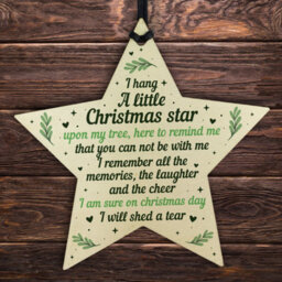 Red Ocean Christmas Wooden Star Memorial Tree Decoration Ornament Mum Dad Nan Grandad Gift - thumbnail 1