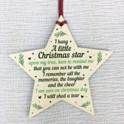 Red Ocean Christmas Wooden Star Memorial Tree Decoration Ornament Mum Dad Nan Grandad Gift - thumbnail 5