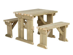 Arbor Garden Solutions Picnic Bench And Table Set, Aspen Wooden Patio Furniture (4Ft, Natural Finish) - thumbnail 1