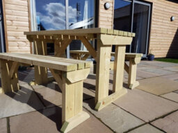 Arbor Garden Solutions Picnic Bench And Table Set, Aspen Wooden Patio Furniture (4Ft, Natural Finish) - thumbnail 6