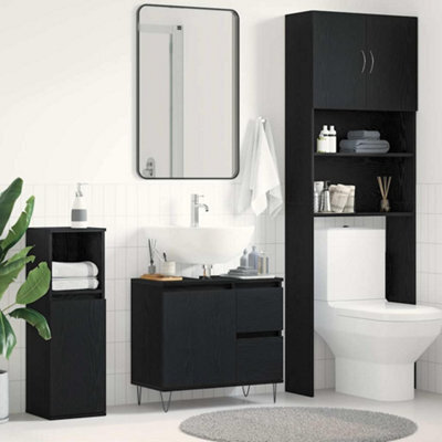 Berkfield Bathroom Sink Cabinet Black Oak 65X33X60 Cm Engineered Wood - image 1