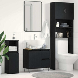Berkfield Bathroom Sink Cabinet Black Oak 65X33X60 Cm Engineered Wood - thumbnail 1