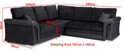 Corner Sofa Bed Vigo With Storage Black Fabric/ Faux Leatherformal Back Cushions - thumbnail 4