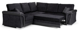 Corner Sofa Bed Vigo With Storage Black Fabric/ Faux Leatherformal Back Cushions - thumbnail 2