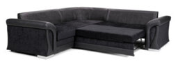 Corner Sofa Bed Vigo With Storage Black Fabric/ Faux Leatherformal Back Cushions - thumbnail 3
