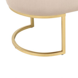 Wyld And Coco Luxehome Velvet Beige Bed Bench With Gold Metal Legs - Compact Oval Seat W104 X D40 X H40Cm - thumbnail 6