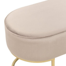 Wyld And Coco Luxehome Velvet Beige Bed Bench With Gold Metal Legs - Compact Oval Seat W104 X D40 X H40Cm - thumbnail 5