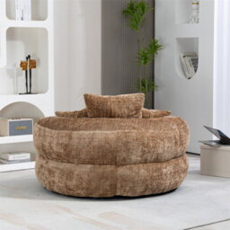 Abrihome Lazy Sofa Durable Comfort Lounger - High Back Chenille Bean Bag Chair With 3 Pillows, Indoor/outdoor Single Gaming Couch, Coffee - thumbnail 9