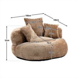 Abrihome Lazy Sofa Durable Comfort Lounger - High Back Chenille Bean Bag Chair With 3 Pillows, Indoor/outdoor Single Gaming Couch, Coffee - thumbnail 7
