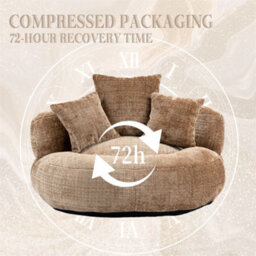 Abrihome Lazy Sofa Durable Comfort Lounger - High Back Chenille Bean Bag Chair With 3 Pillows, Indoor/outdoor Single Gaming Couch, Coffee - thumbnail 3