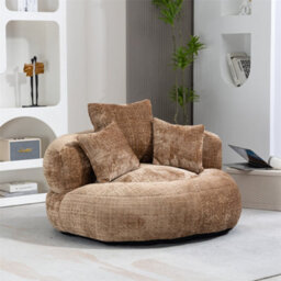 Abrihome Lazy Sofa Durable Comfort Lounger - High Back Chenille Bean Bag Chair With 3 Pillows, Indoor/outdoor Single Gaming Couch, Coffee - thumbnail 1
