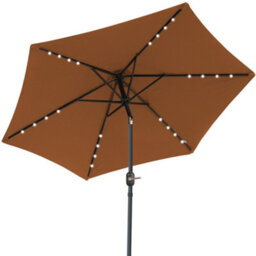 Sundaze 2.5M Coffee Garden  Parasol Umbrella With Solar Led Lights And Crank Tilt Function Outdoor Patio - thumbnail 2