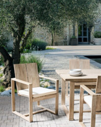 Beliani Set Of 2 Garden Chairs With Cushions Azzanello Acacia Wood Off-White - thumbnail 2