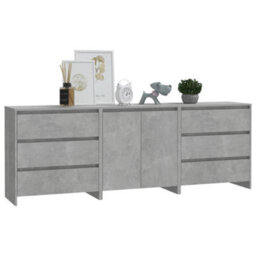 Berkfield 3 Piece Sideboard Concrete Grey Engineered Wood - thumbnail 6