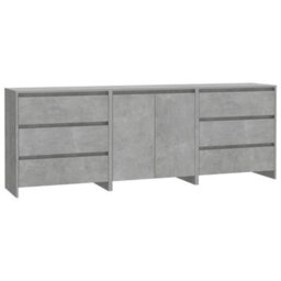 Berkfield 3 Piece Sideboard Concrete Grey Engineered Wood - thumbnail 2