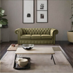 Chesterfield 3 Seater Shelly Sage Leather Sofa Bespoke In Classic Style - thumbnail 3