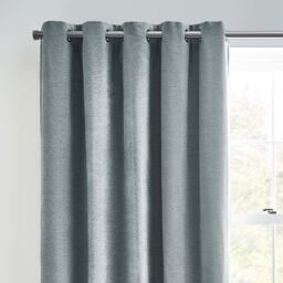 furn. Harris Duck Egg Herringbone Chenille Lined Eyelet Curtains (W)167Cm (L)228Cm, Pair - thumbnail 2