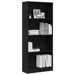 Berkfield Black Oak Bookcase - 60 X 24 X 143 Cm - Made From Engineered Wood - thumbnail 3