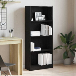 Berkfield Black Oak Bookcase - 60 X 24 X 143 Cm - Made From Engineered Wood