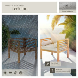 Tectake Garden Chair Boka - Thick Cushions, Heat-Treated Wooden Frame, Weather-Resistant - Brown - Per Piece - thumbnail 8