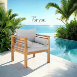 Tectake Garden Chair Boka - Thick Cushions, Heat-Treated Wooden Frame, Weather-Resistant - Brown - Per Piece - thumbnail 9