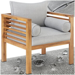 Tectake Garden Chair Boka - Thick Cushions, Heat-Treated Wooden Frame, Weather-Resistant - Brown - Per Piece - thumbnail 1
