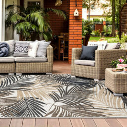 Homeart Outdoor Indoor Rug, Easy Clean, Uv Weather Resistant Rug For Patio, Gardenpalm Black, Beige,120X170Cm - thumbnail 4