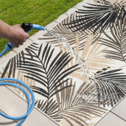 Homeart Outdoor Indoor Rug, Easy Clean, Uv Weather Resistant Rug For Patio, Gardenpalm Black, Beige,120X170Cm - thumbnail 6