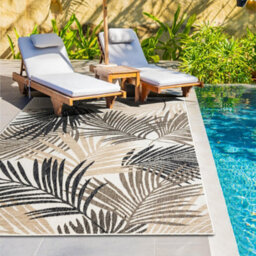 Homeart Outdoor Indoor Rug, Easy Clean, Uv Weather Resistant Rug For Patio, Gardenpalm Black, Beige,120X170Cm - thumbnail 2