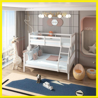 RAC3 Wooden Trio Bunk Bed   Space Saving, Sturdy, Sleeps 3   Available In White And Grey  (Triple White With Mattresses) - image 1